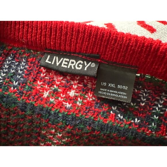 Livery Mens Ugly Christmas Sweater Santa Red White Holiday-Themed Pullover XXL - Picture 4 of 5